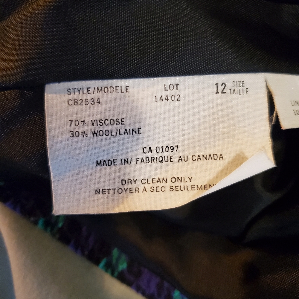 VINTAGE | Cimone Wool Blend Herringbone Green Purple Blazer Jacket (Size M) - Picture 7 of 10